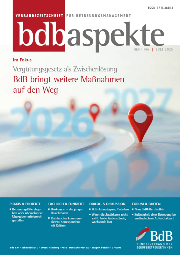 auf dem Bild ist die aktuelle Ausgabe der Verbandszeitschrift aspekte zu sehen